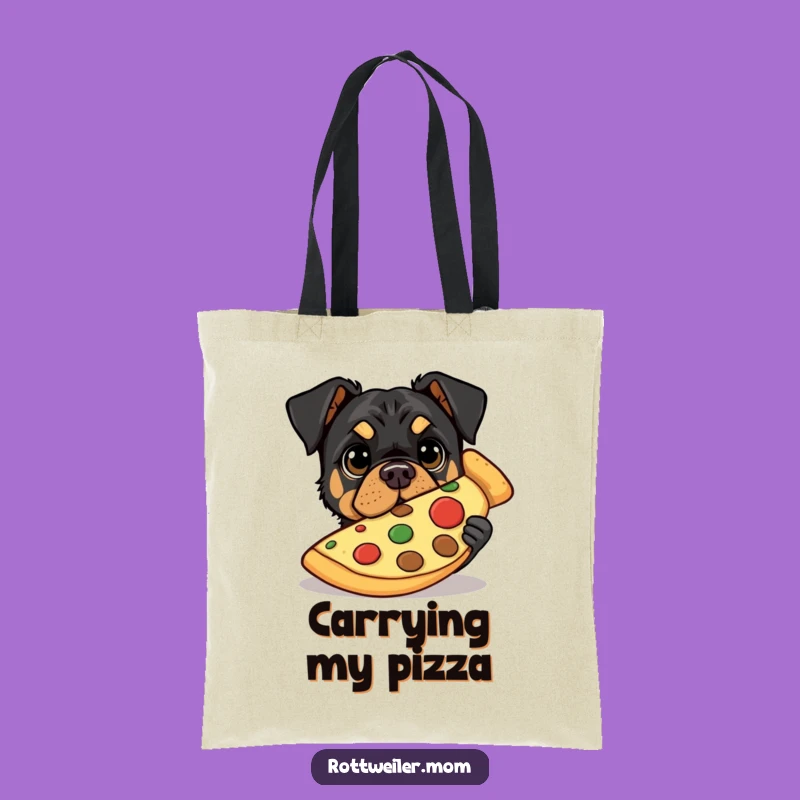 Funny Pizza Rottweiler Tote Bag: Snack Lover's Carryall Gift