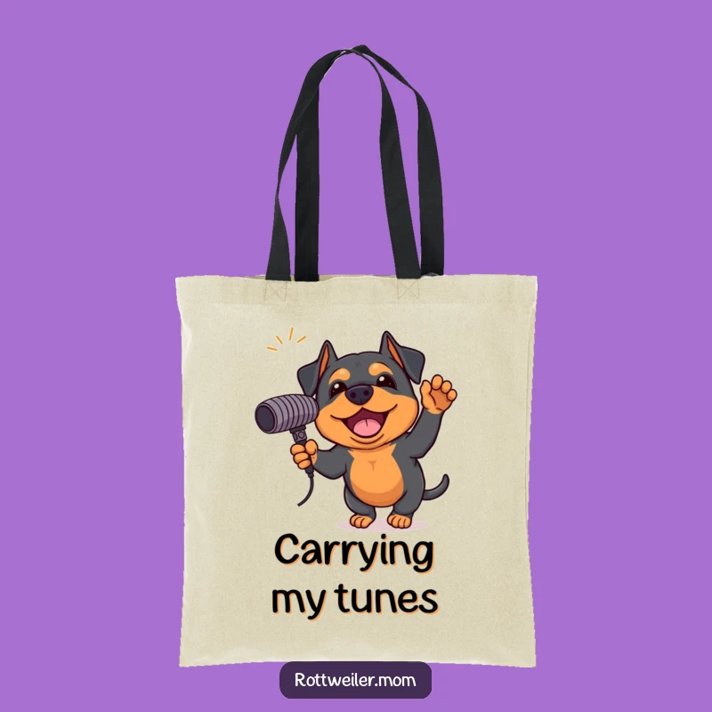 Funny Rottweiler Music Lover Tote Bag - Rockstar Pup Carryall