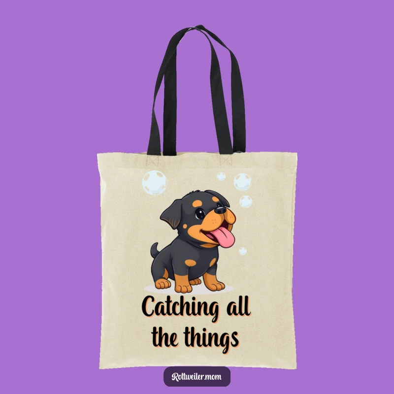 Funny Kawaii Rottweiler Bubble Tote Bag - Humorous Dog Accessory Gift