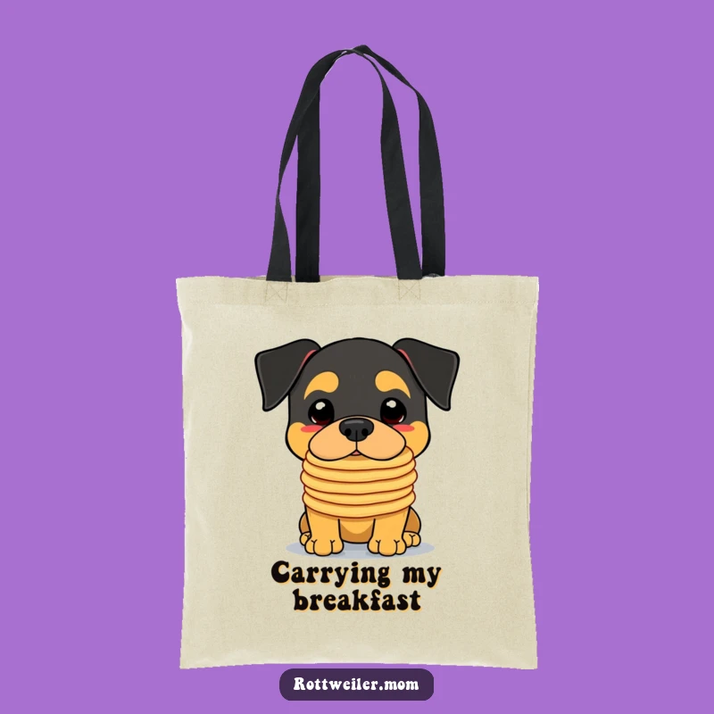 Funny Kawaii Rottweiler Pancake Tote Bag - Stylish & Hilarious Dog Accessory