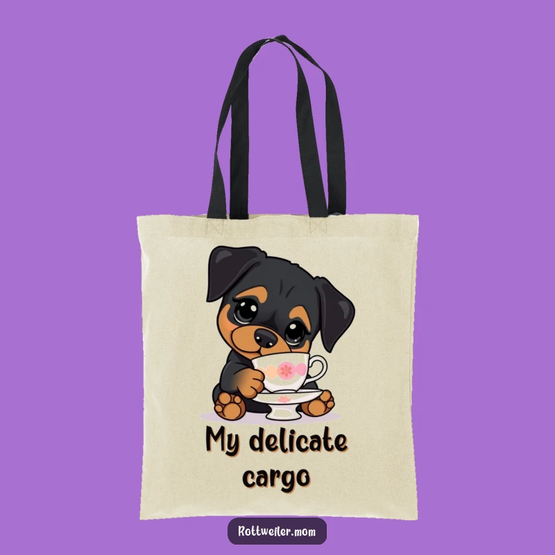 Funny Kawaii Rottweiler Teacup Tote Bag - Hilarious Doggy Accessory