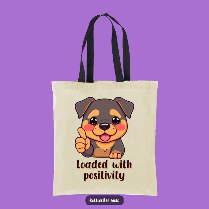 Funny Kawaii Rottweiler Thumbs Up Tote Bag - Humorous Dog Accessory Gift