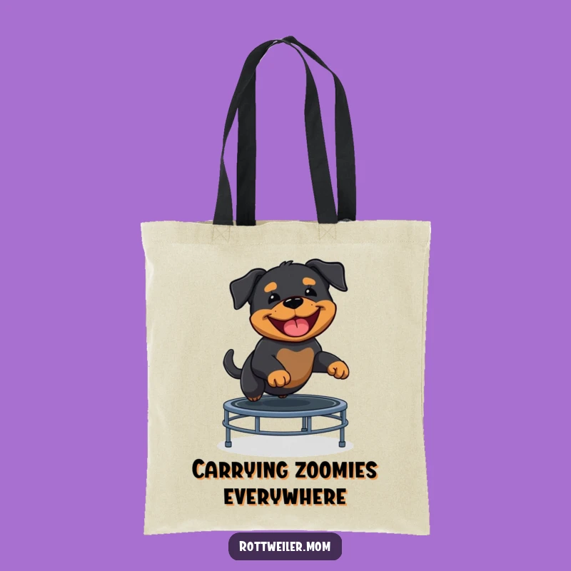 Funny Rottweiler Puppy Trampoline Tote Bag - Dog Lover Accessory