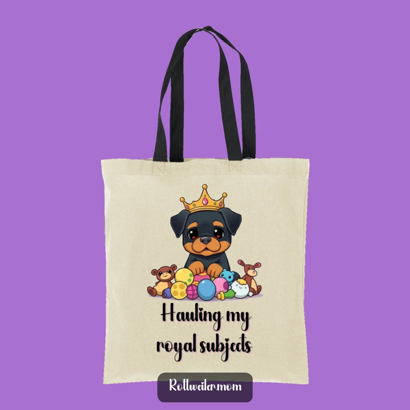 Funny Rottweiler Crown Tote Bag - Regal Toy Collector's Funny Gift