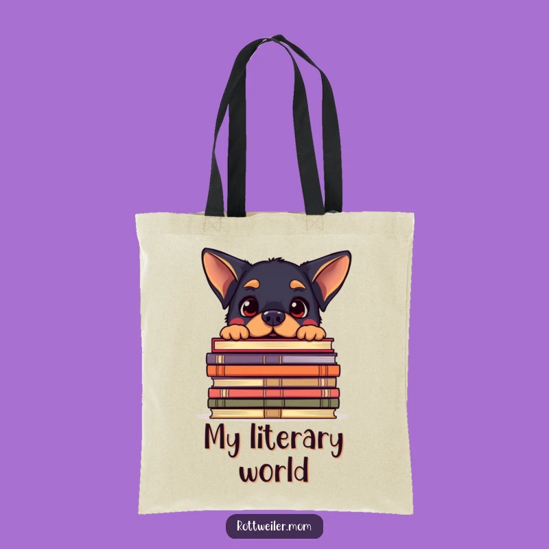 Funny Kawaii Rottweiler Book Tote Bag - Hilarious Reader Shopping Bag