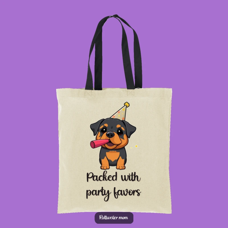 Funny Party Rottweiler Tote Bag - Festive Humorous Carry-All Gift