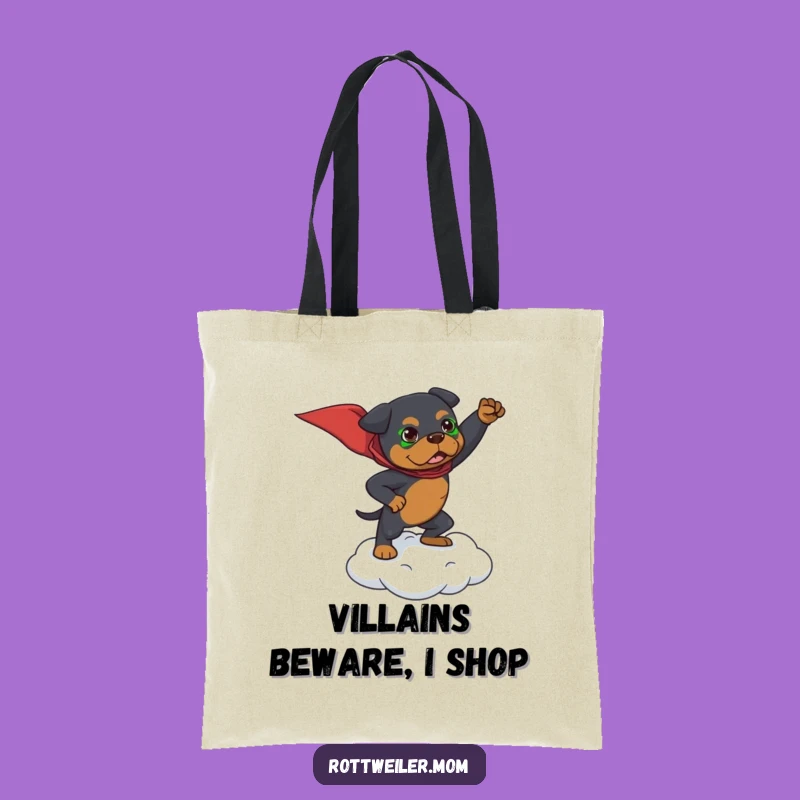 Funny Superhero Rottweiler Tote Bag: Mighty Canine Carryall Gift